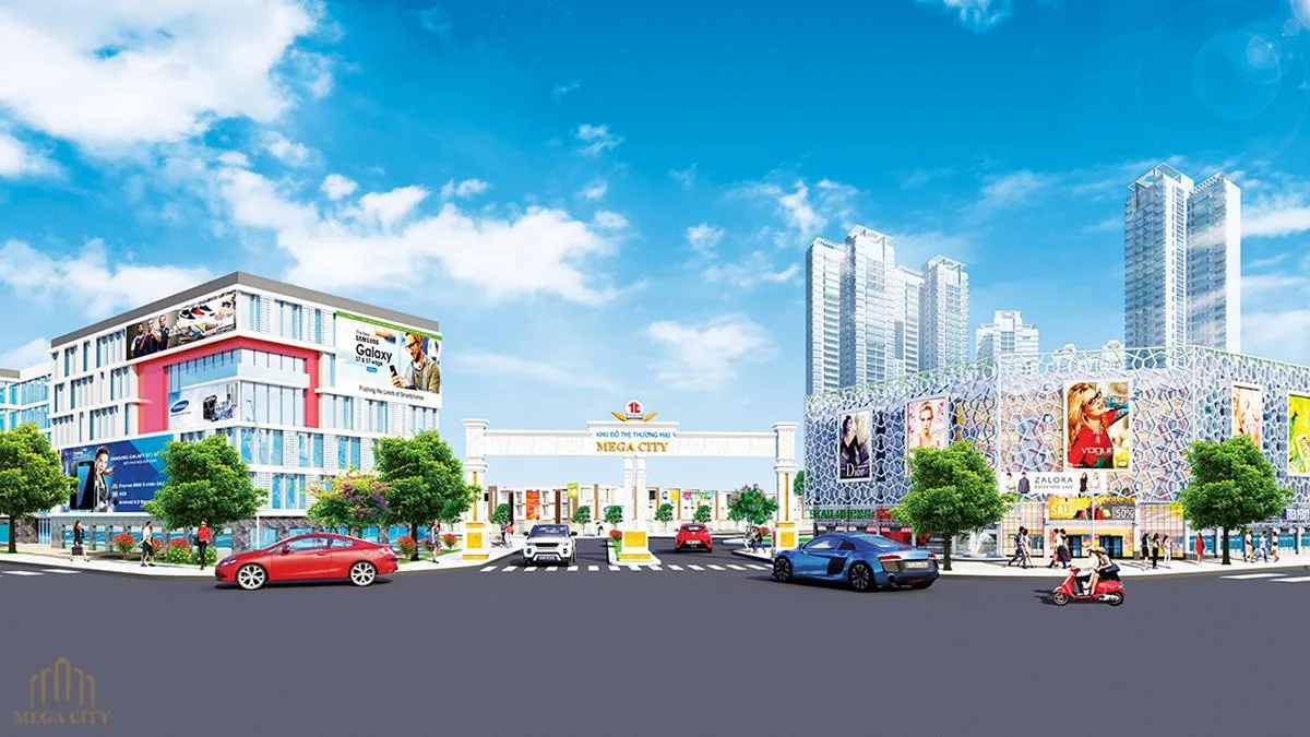 Phối cảnh cổng Khu đô thị thương mại Mega City Bến Cát, TP.HCM (Bình Dương cũ)